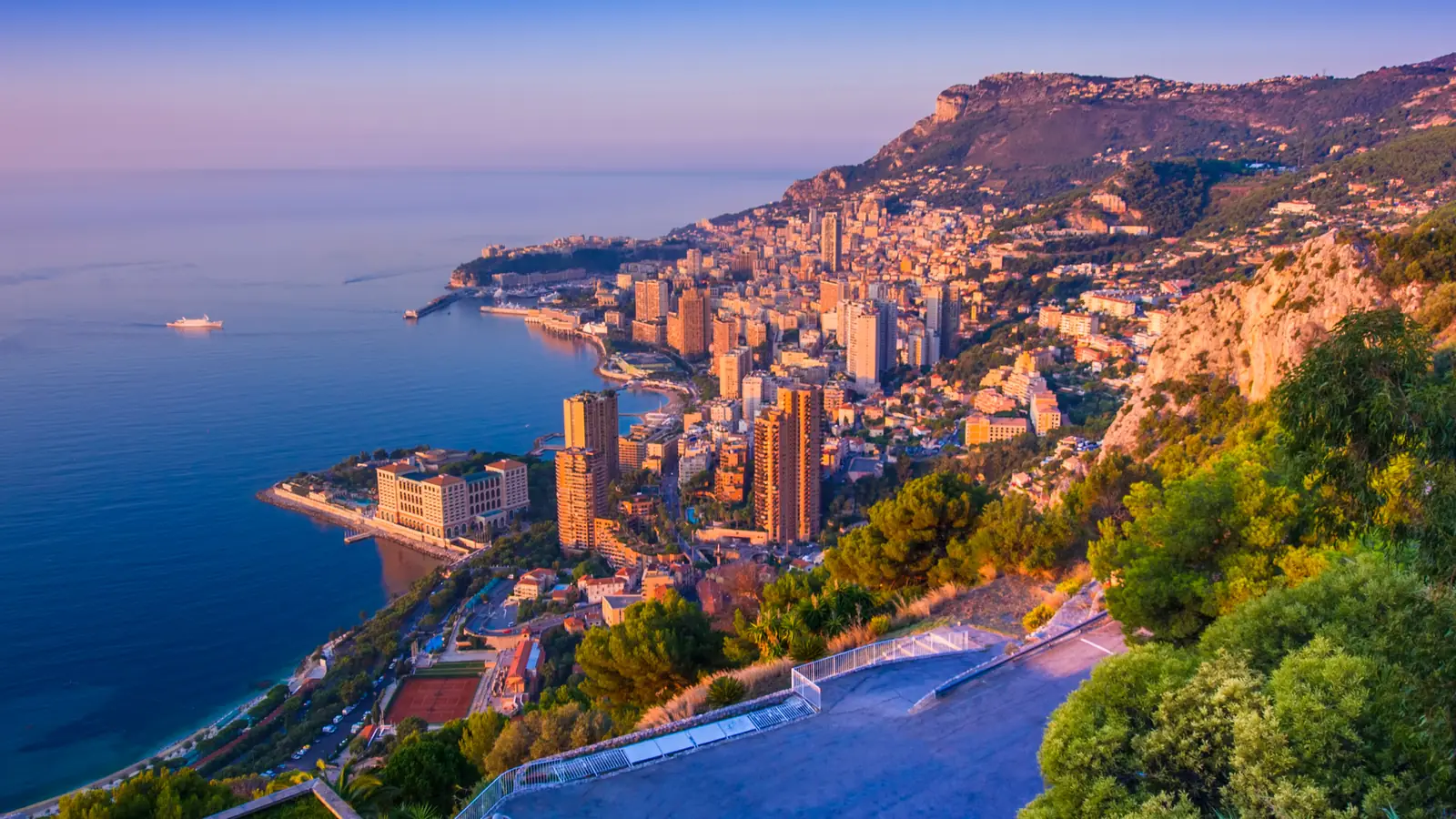 Monaco seen from the hills above, in early morning light