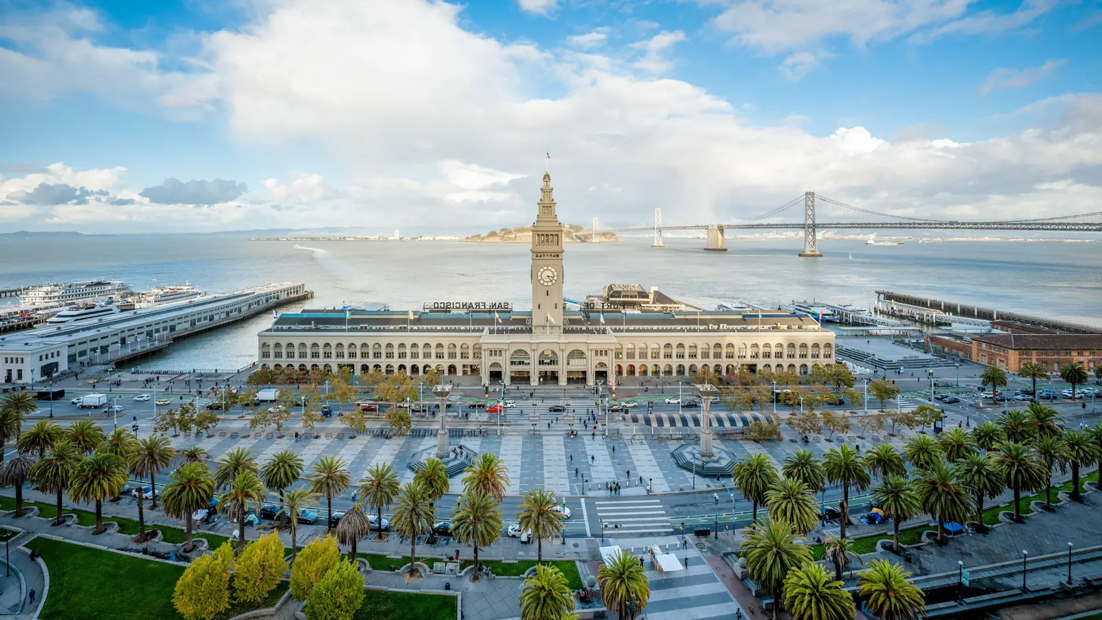 The San Francisco Ferry Building and waterfront plaza