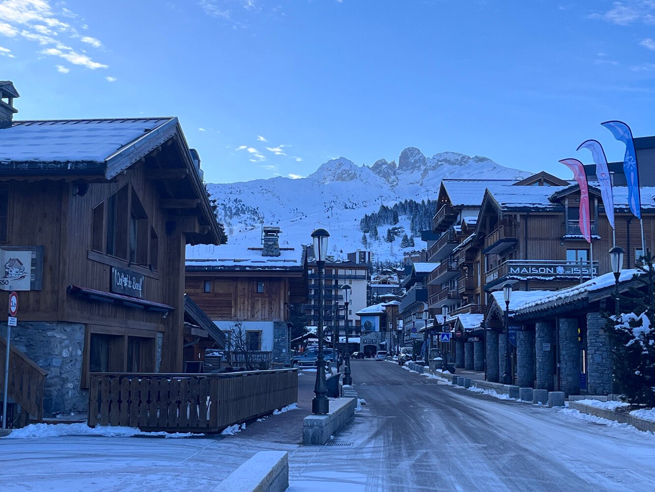 Courchevel Village 1550 at daybreak